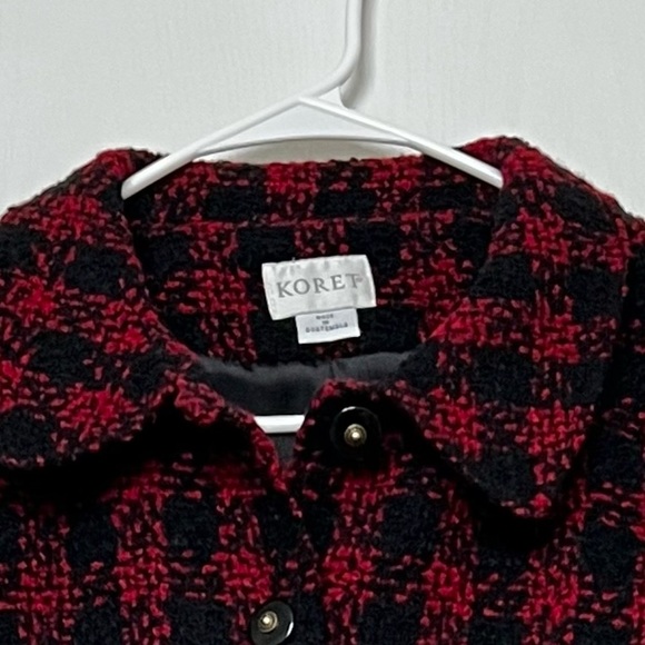 Vintage Koret Wool Blend Jacker Women’s Size 12 Black Red Blazer - Picture 3 of 8